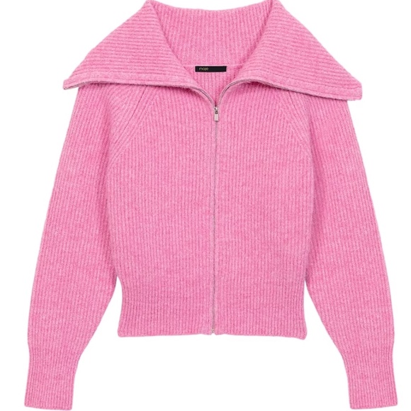 MAJE NWT Pink “Myzip” Sweater Sz.1 - Picture 1 of 6